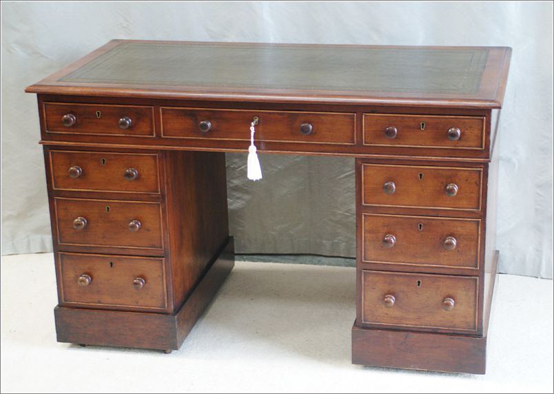 2041 Antique Small Mahogany Pedestal Desk